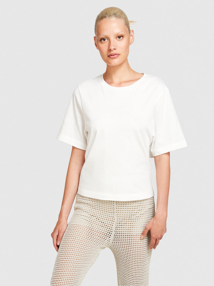 T-shirt with bow - women's short sleeve t-shirts - White | Sisley image number 4
